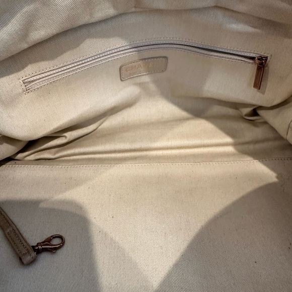 Vintage authentic beige quilted Chanel lambskin bowler tote bag cloudy bundle - Picture 7 of 16